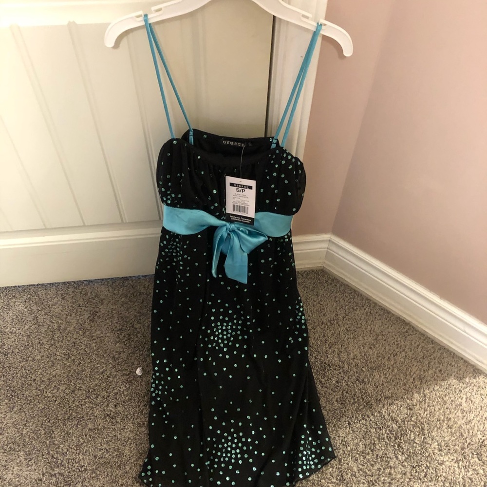 dress black with blue dots